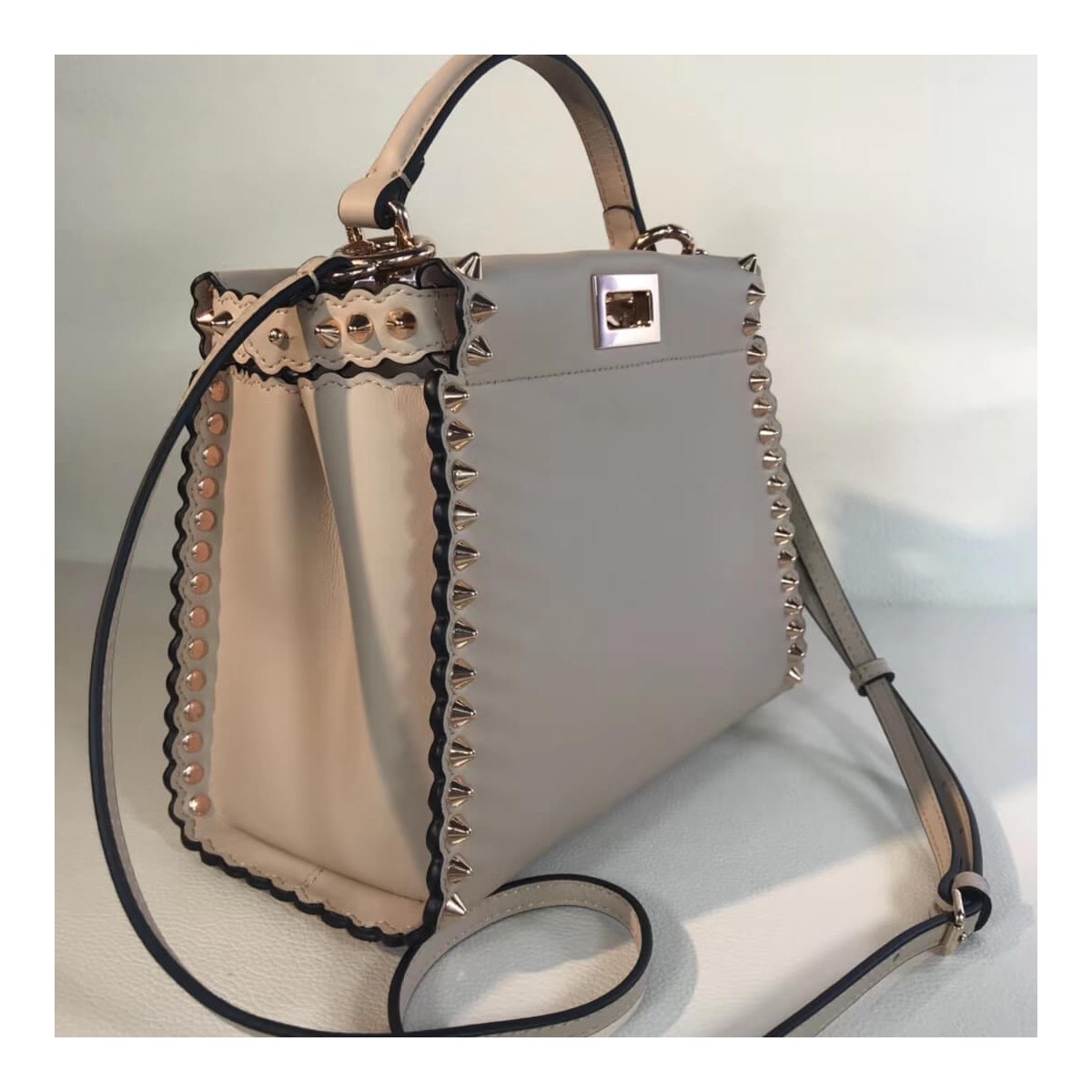 Fendi Peekaboo Mini with Metal-Plated Micro Studs 8BN244