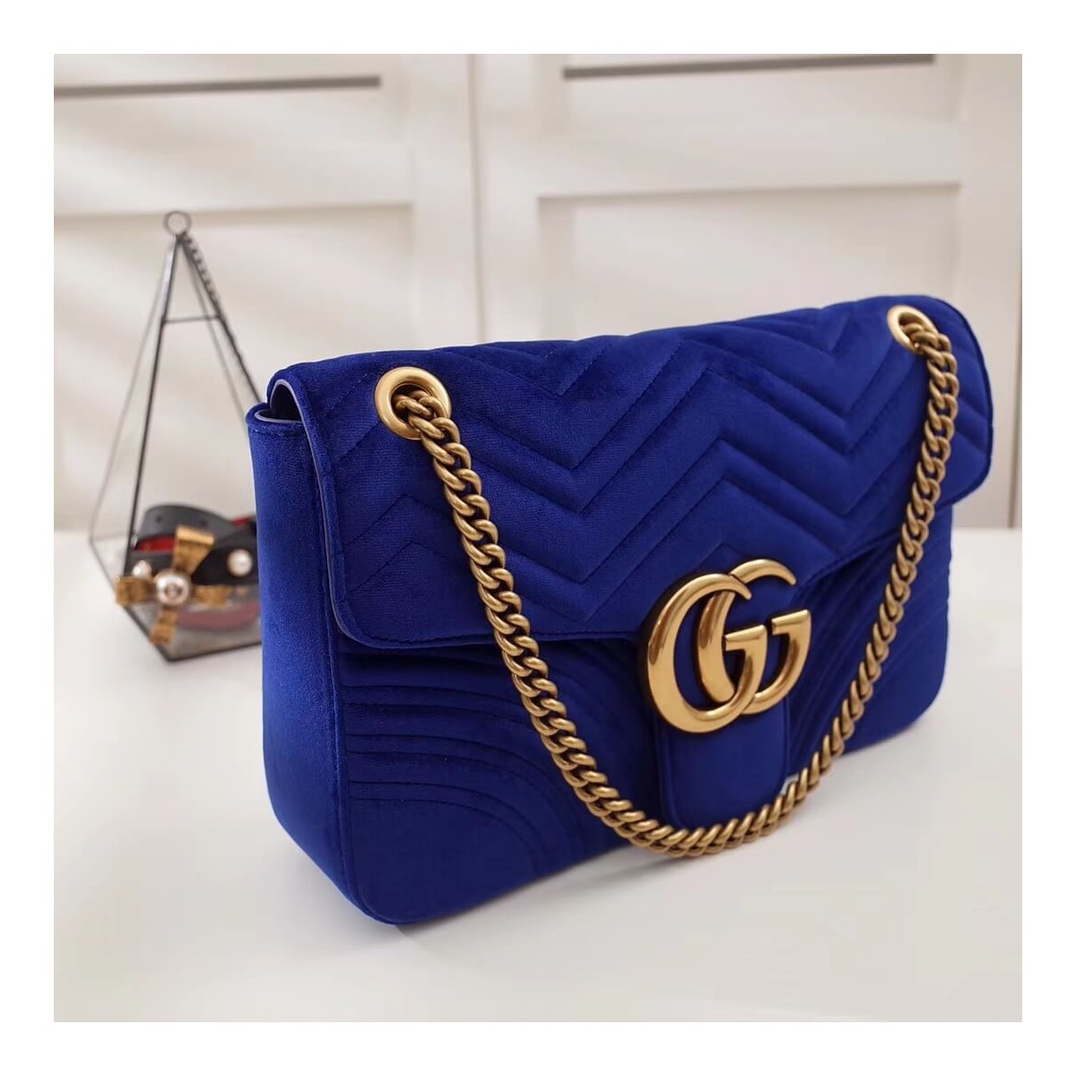 Gucci GG Marmont Medium Velvet Shoulder Bag 443496