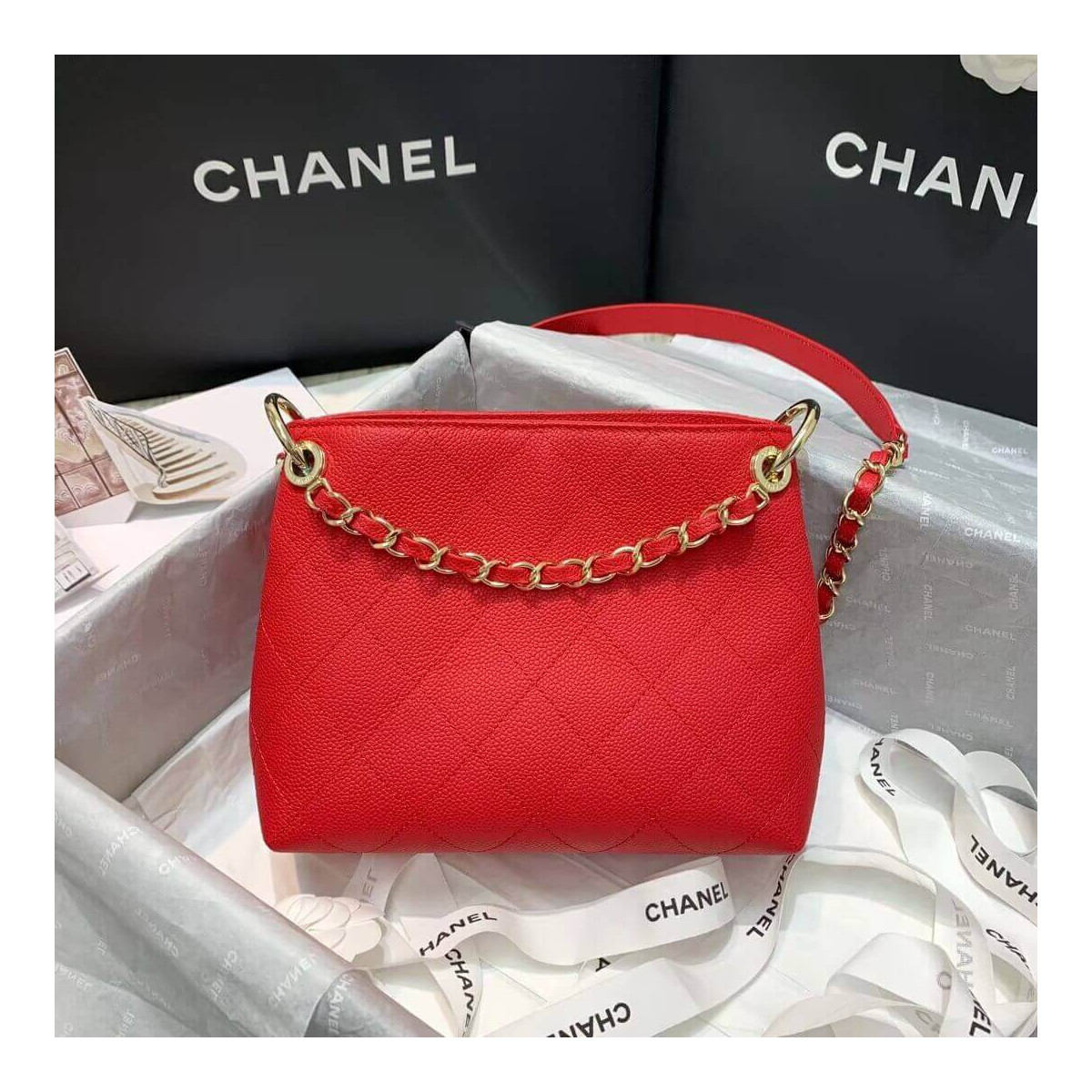 Chanel Grained Calfskin Small Hobo Bag AS1461