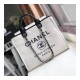 Chanel Deauville Tote 38cm Canvas Bag A66941 White / Black