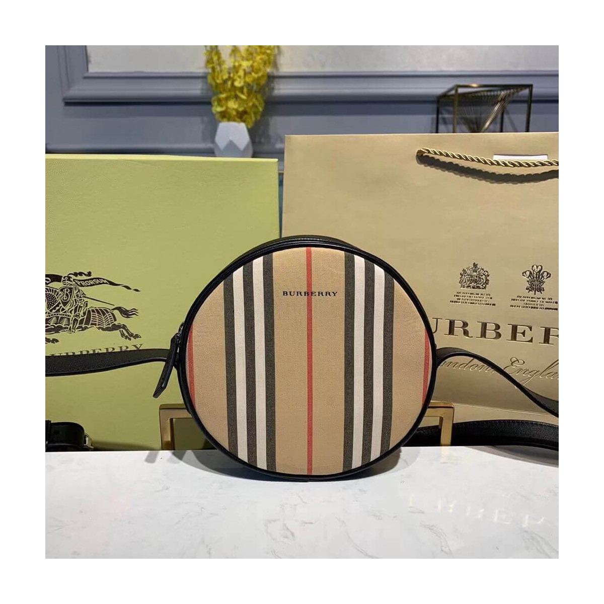 Burberry Icon Stripe Cotton Crossbody Bag 80112291