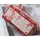 Christian Dior Medium Lady D-Lite Bag Red and White D-Royaume d&#039;Amour Embroidery M0565