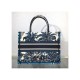 Dior Small Book Tote in Blue Palms Embroidery M1296