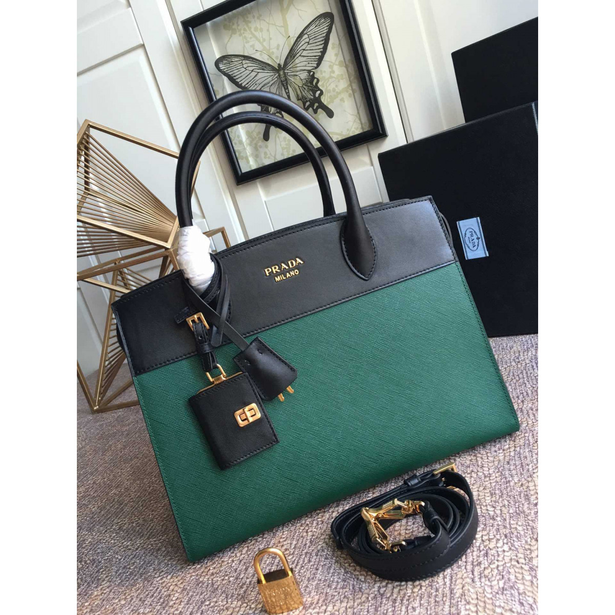 Prada Saffiano Leather Esplanade Bag 1BA047