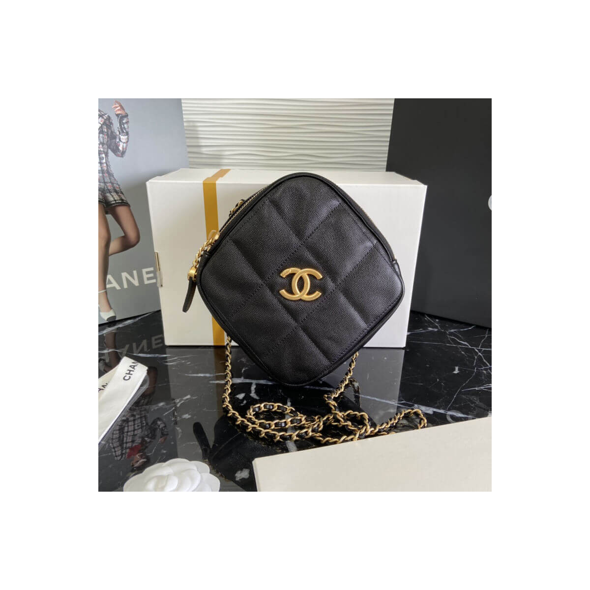 Chanel Small Diamond Bag AS2201 in Grained Calfskin