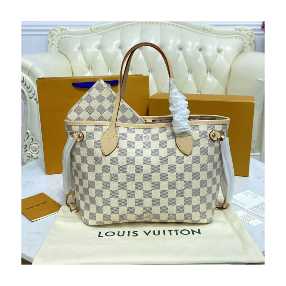 Louis Vuitton Damier Azur Neverfull PM N41362 Pink