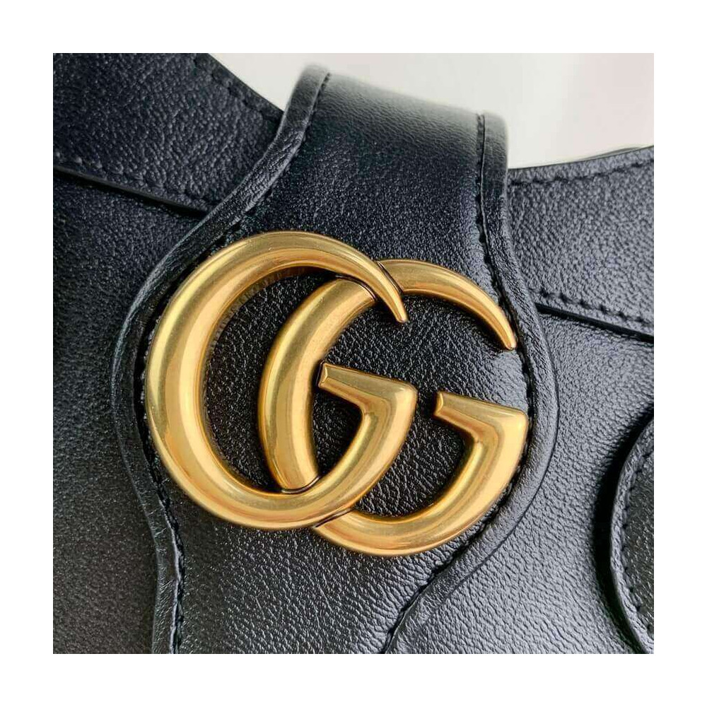 Gucci Small Top Handle Bag with Double G in Black Leather 658450