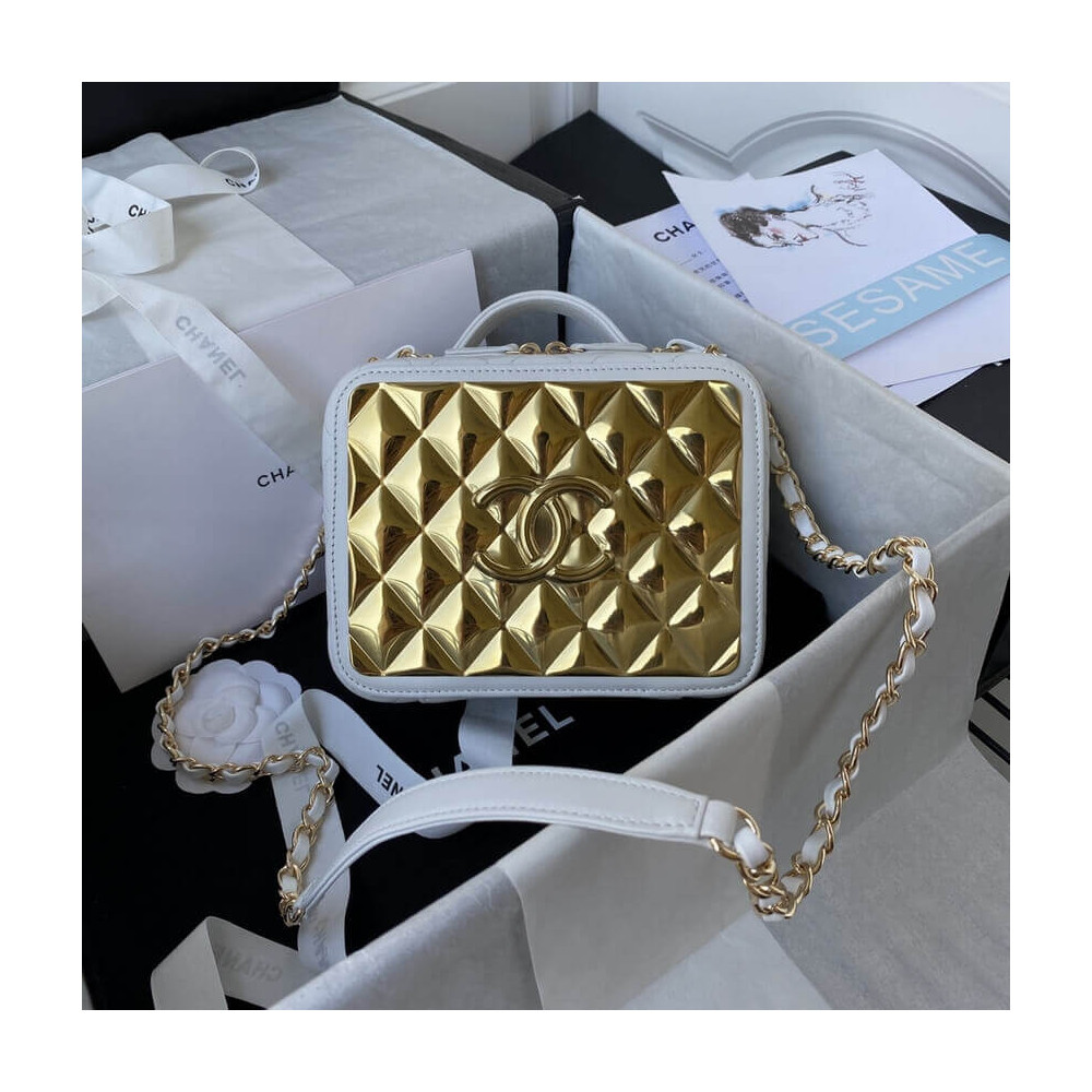 Chanel Gold Vanity Case in Lambskin Style AS2900