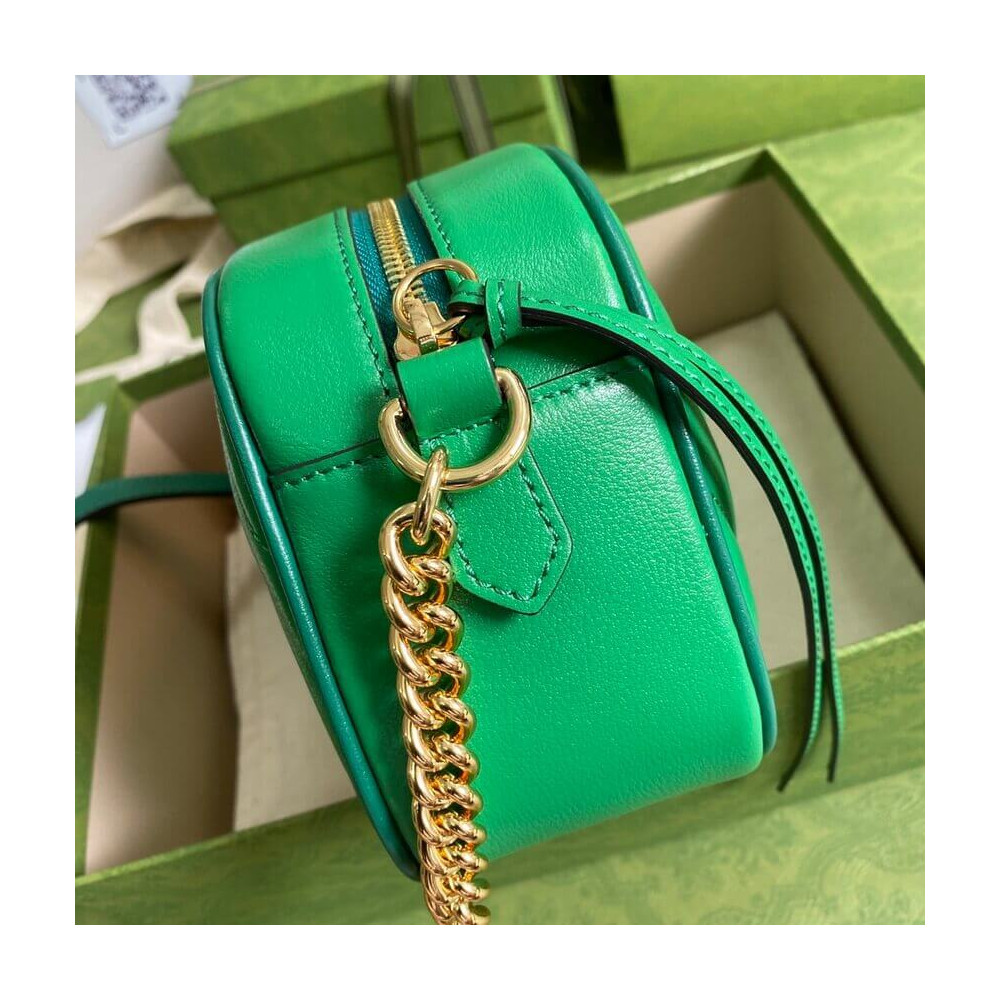 Gucci GG Marmont Small Shoulder Bag 447632 Green and Emerald Leather