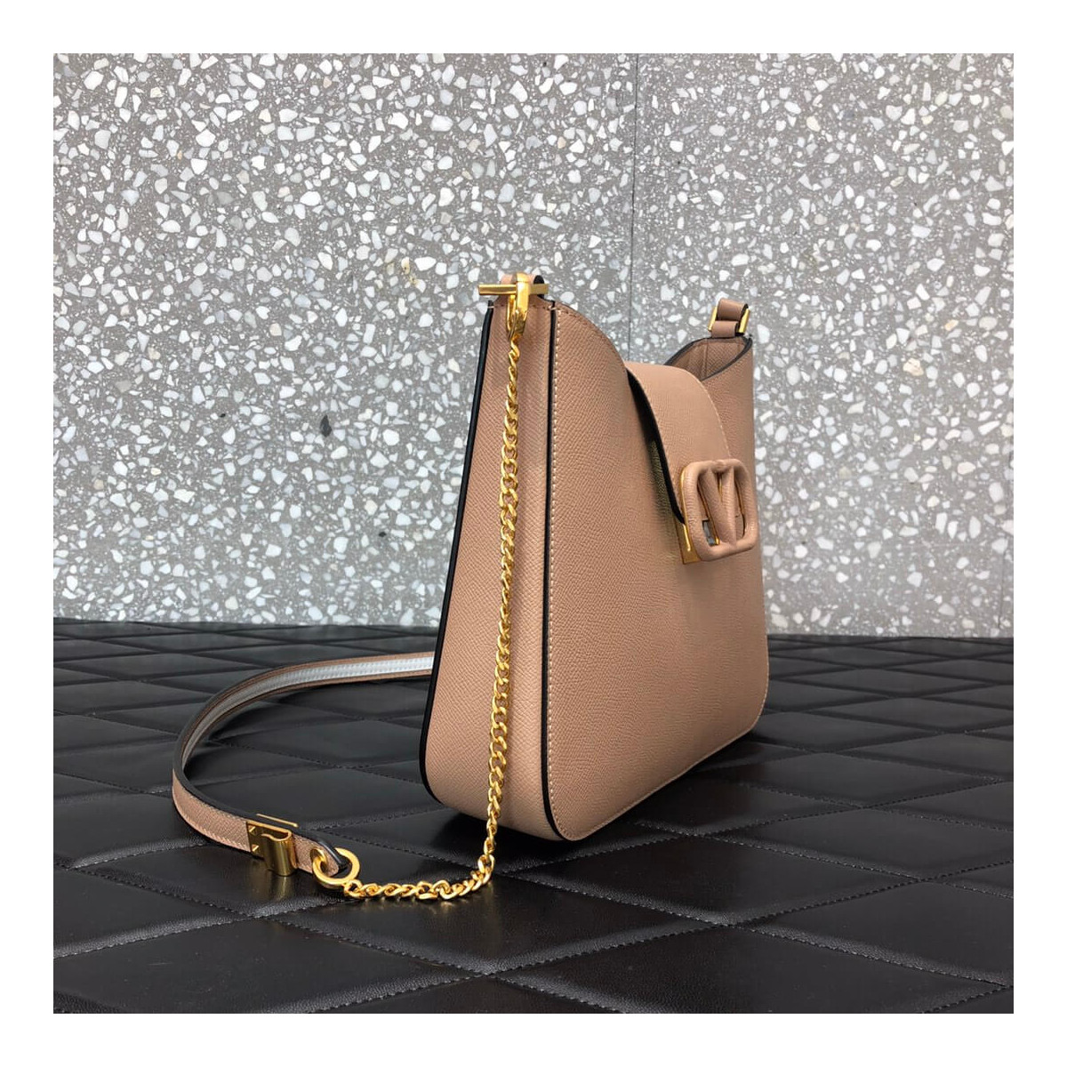 Valentino V-Sling Small Grained-Leather Shoulder Bag 0017