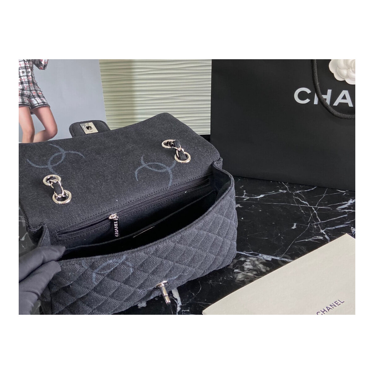 Chanel Denim Classic Flap Medium Bag AS2071