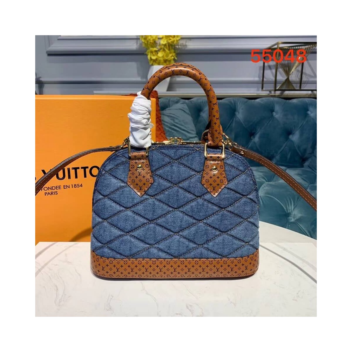 Louis Vuitton Denim Raw Alma BB M55048 Blue