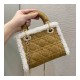 Mini Lady Dior Bag in Camel-Colored Shearling M0505