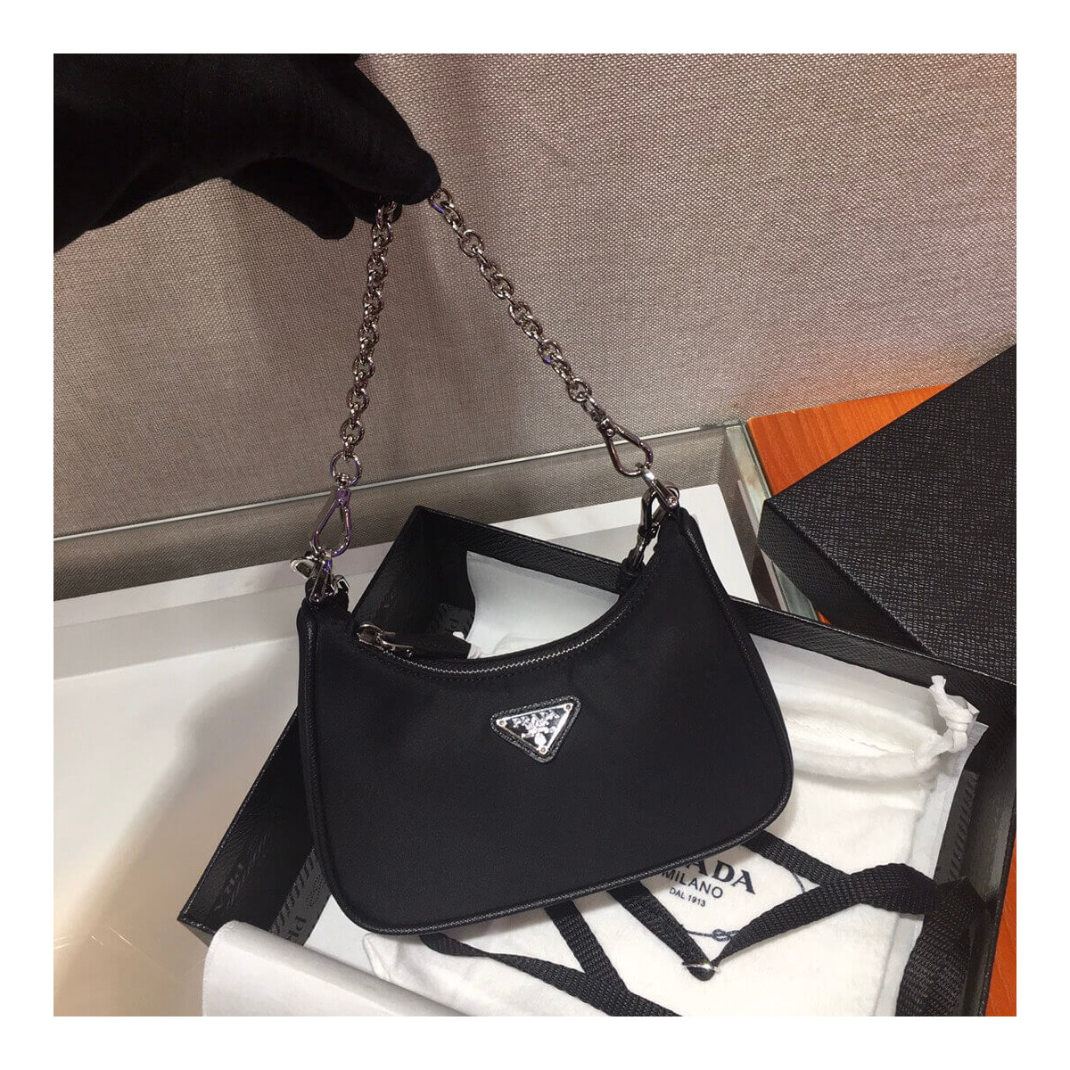 Prada Mini Nylon Hobo Bag 15cm 1BC204