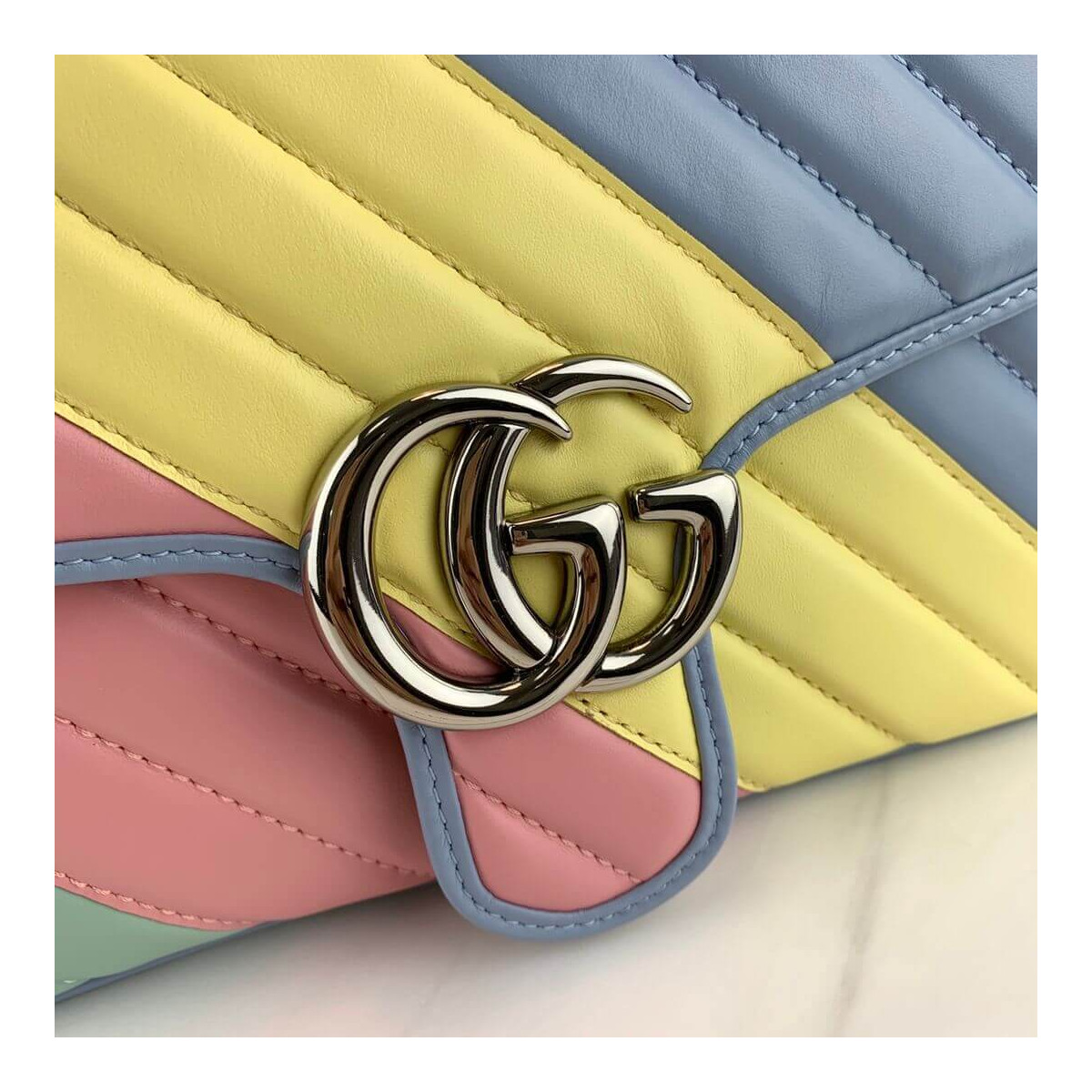 Gucci GG Marmont Small Shoulder Bag In Pastel And Rainbow 443497