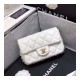 Chanel Small Pearl Logo Strap Flap Bag AS1436 White