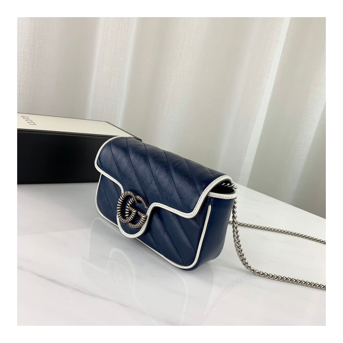 Gucci GG Marmont Super Mini Bag 574969 Blue