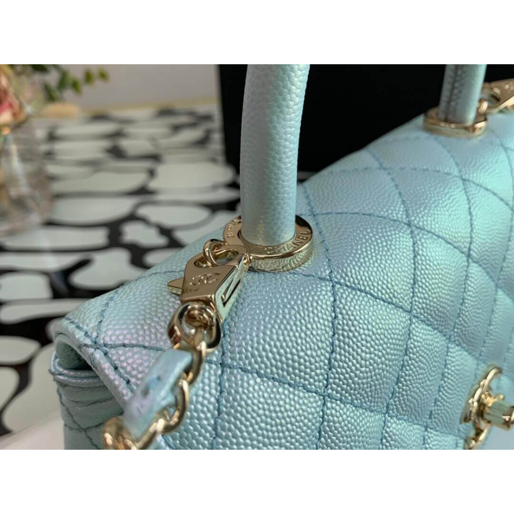 Chanel Grained Calfskin Mini Flap Bag with Top Handle 99003