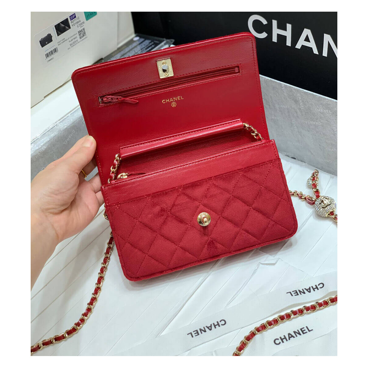 Chanel WOC With CC Details On Strap AP1450 in Velvet