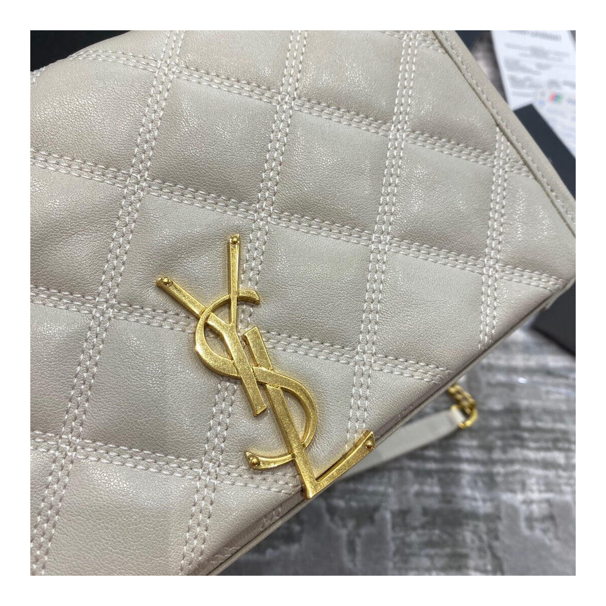 Saint Laurent Becky Chain Wallet In Quilted Lambskin 585031