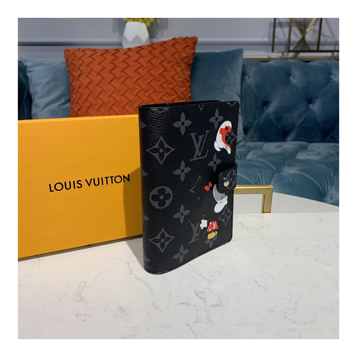 Louis Vuitton Monogram Eclipse Minnie Print Small Ring Agenda Cover R20005