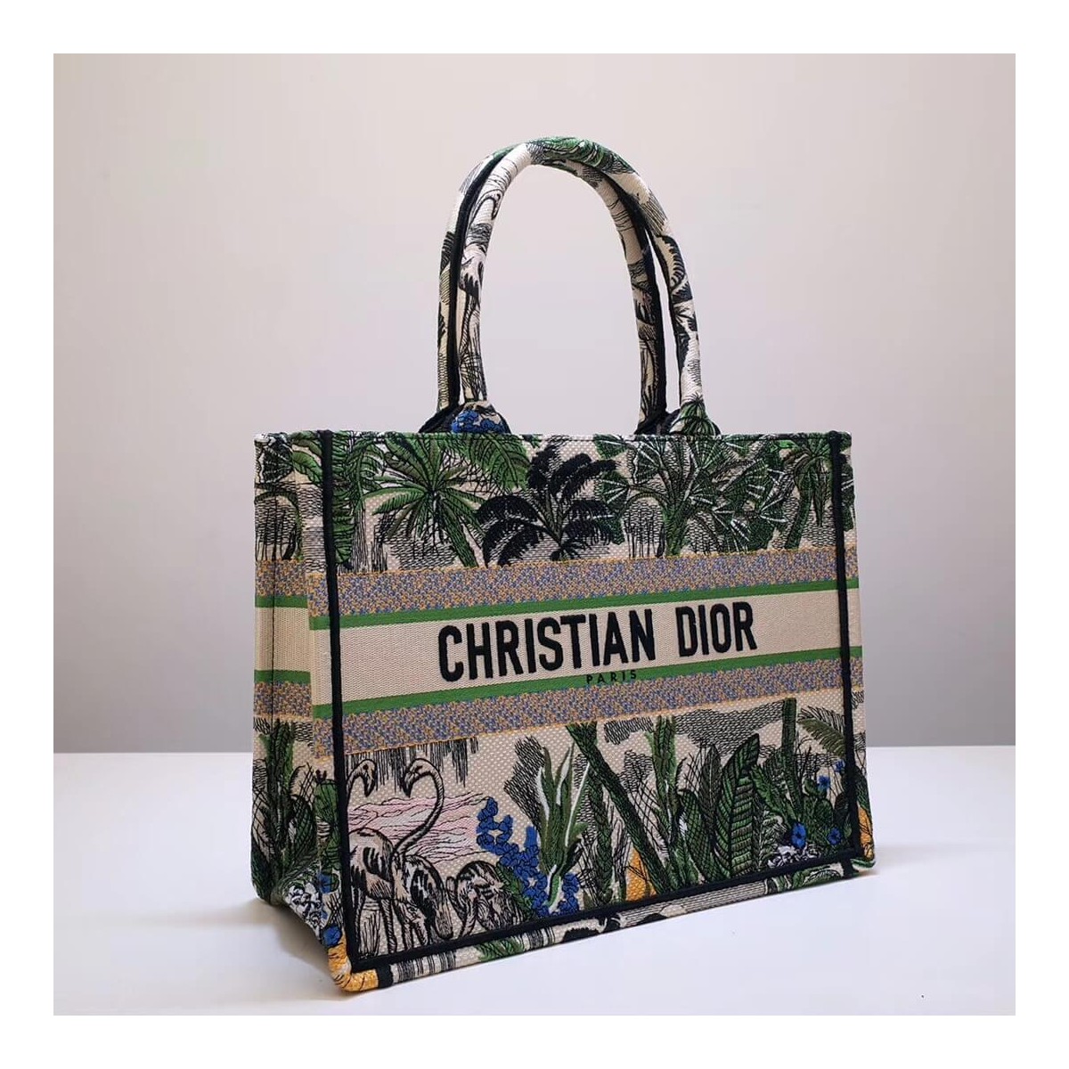 Christian Dior Small Book Tote In Embroidered Canvas M1296