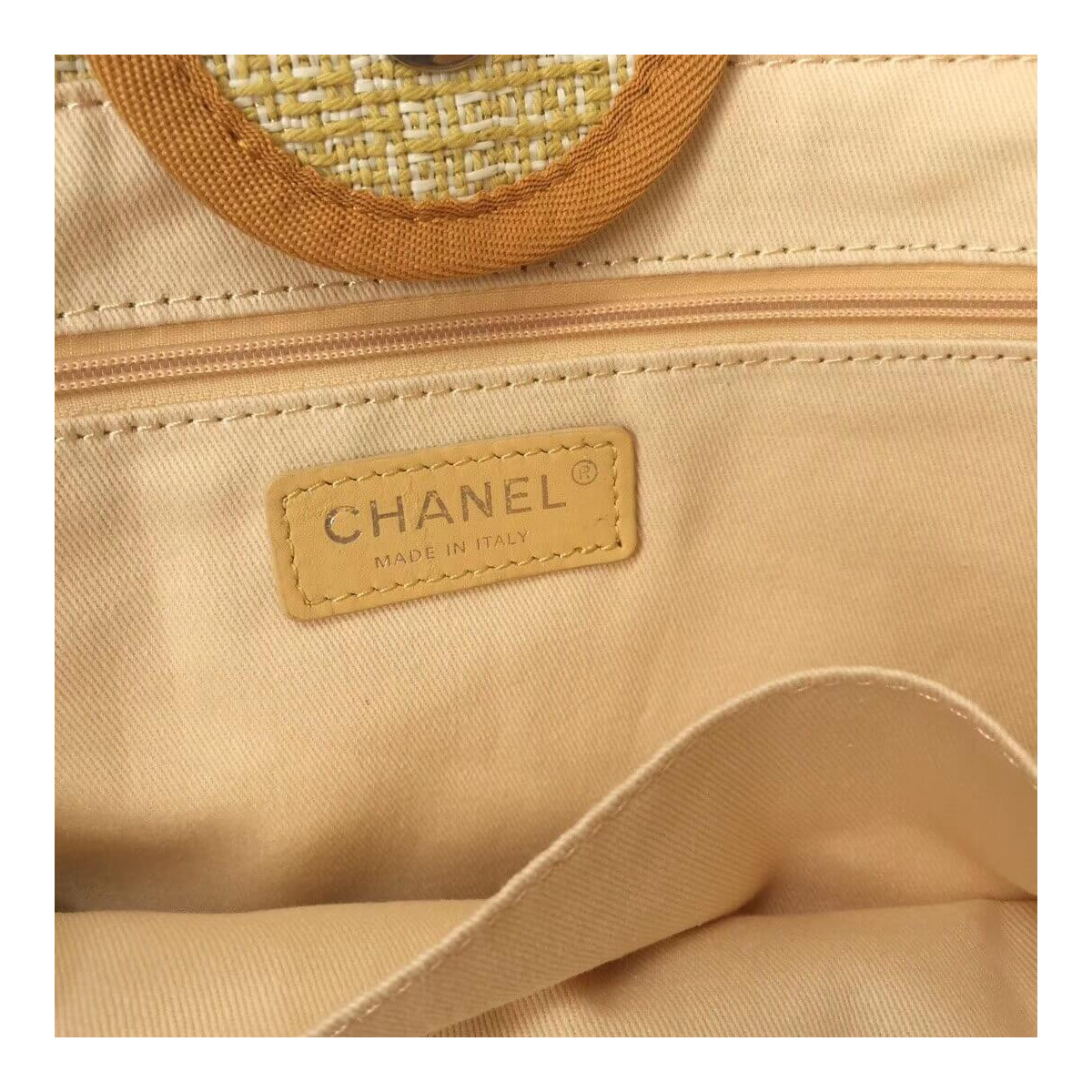 Chanel Deauville Tote 38cm Canvas Bag A66941 Apricot/Gold