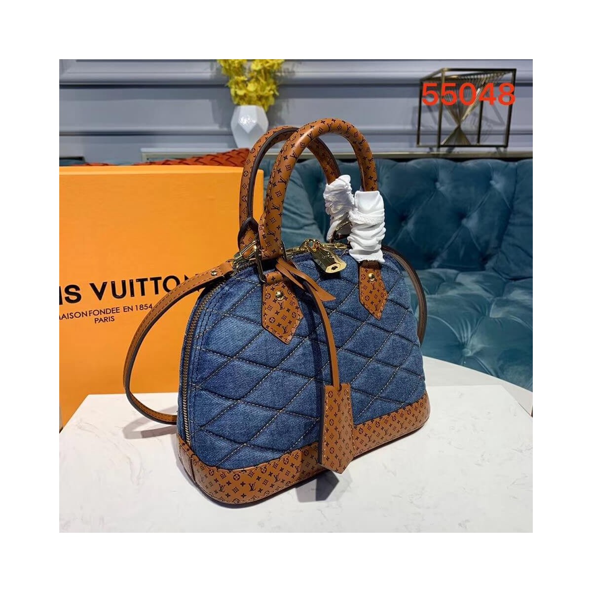 Louis Vuitton Denim Raw Alma BB M55048 Blue