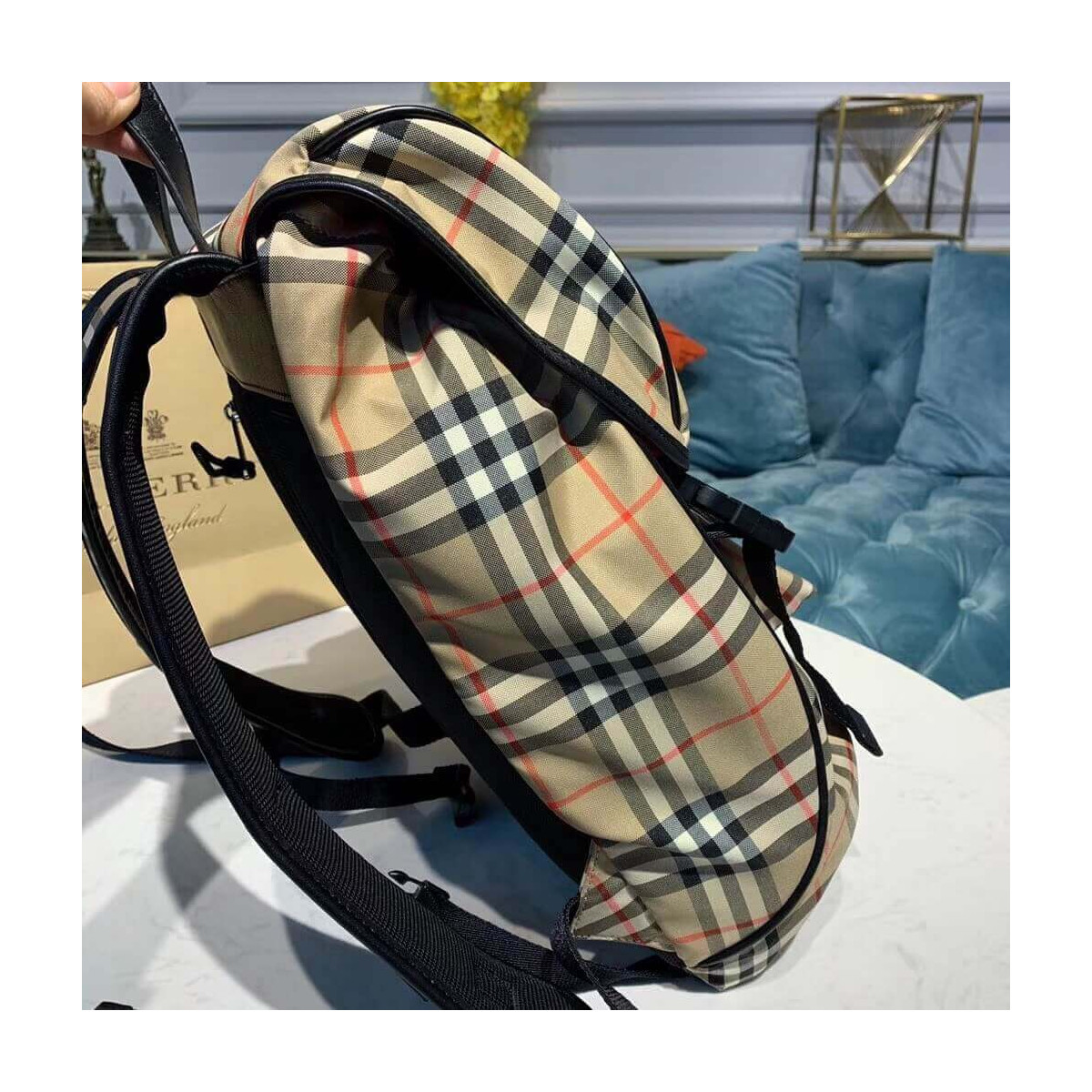 Burberry Logo Detail Vintage Check Backpack 80177361