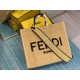 Fendi Sunshine Large Shopper Woven Raffia Tote 8BH372 Beige