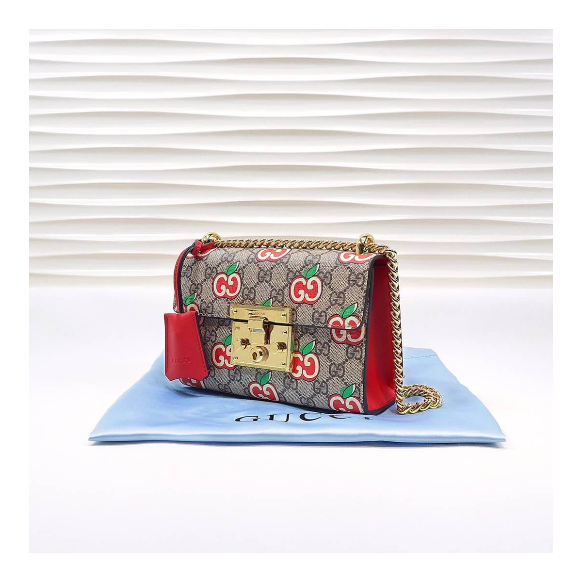 Gucci GG Apple Print Padlock Small Shoulder Bag 409487