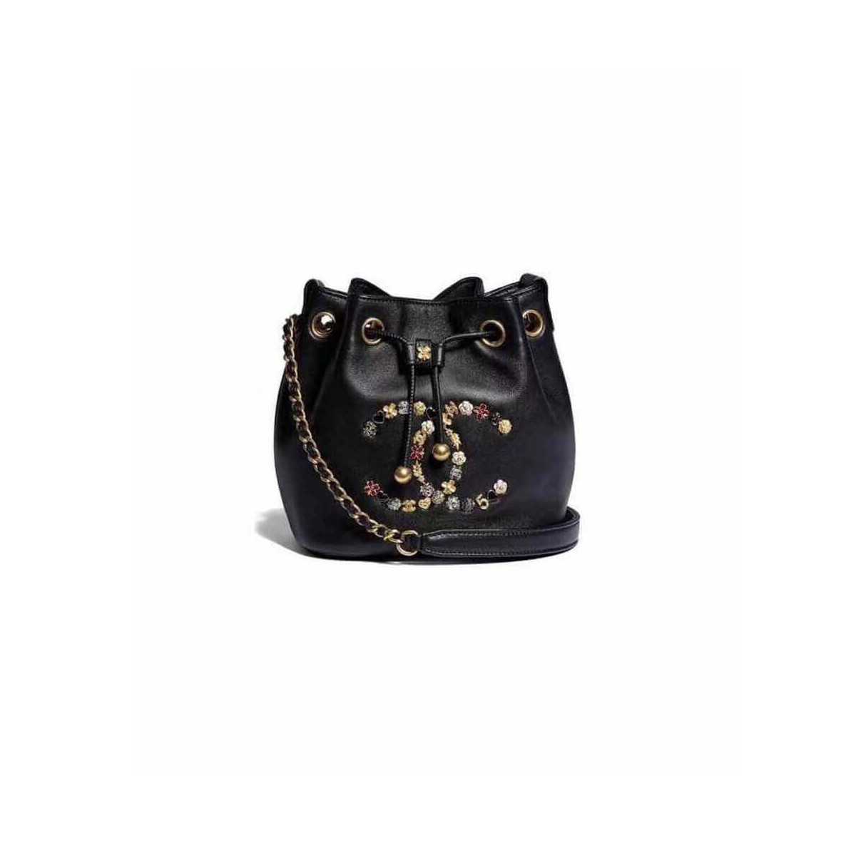 Chanel Studded CC Detail Drawstring Bucket Bag AS1883