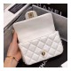 Chanel Small Pearl Logo Strap Flap Bag AS1436 White