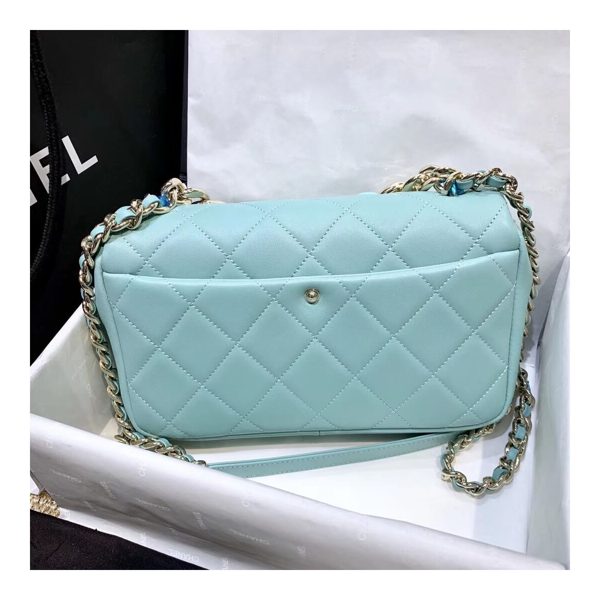 Chanel Flap Bag With Large Bi-Color Chain AS1353