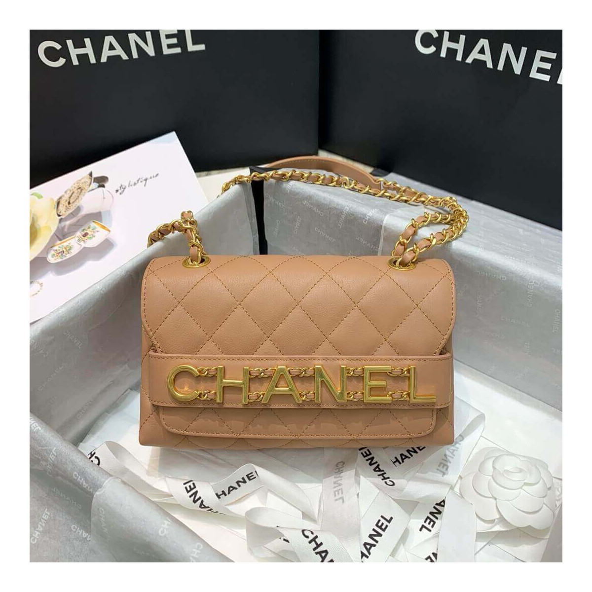 Chanel Front Logo Small Flap Bag AS1490