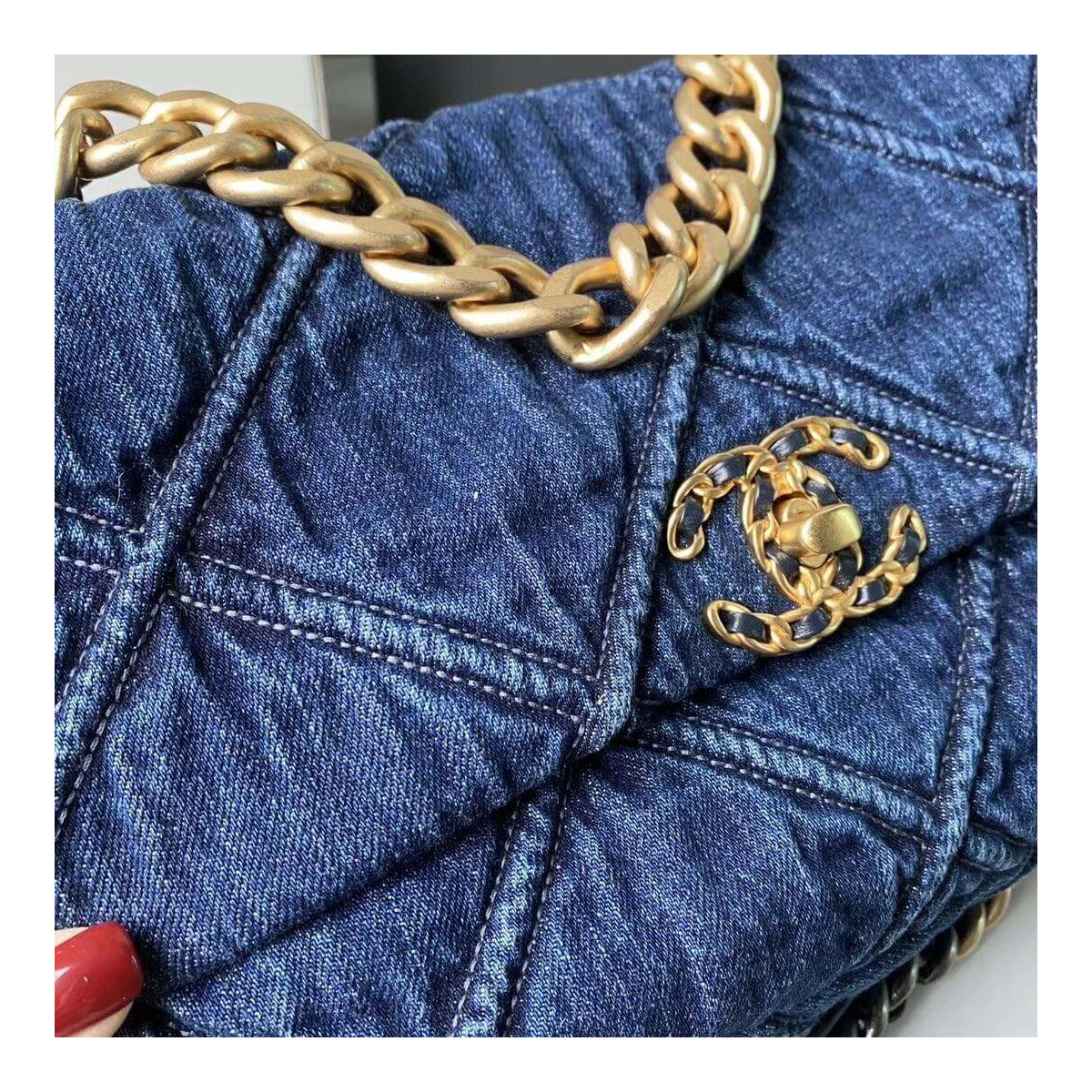 Chanel 19 Large Flap Bag AS1161 Denim