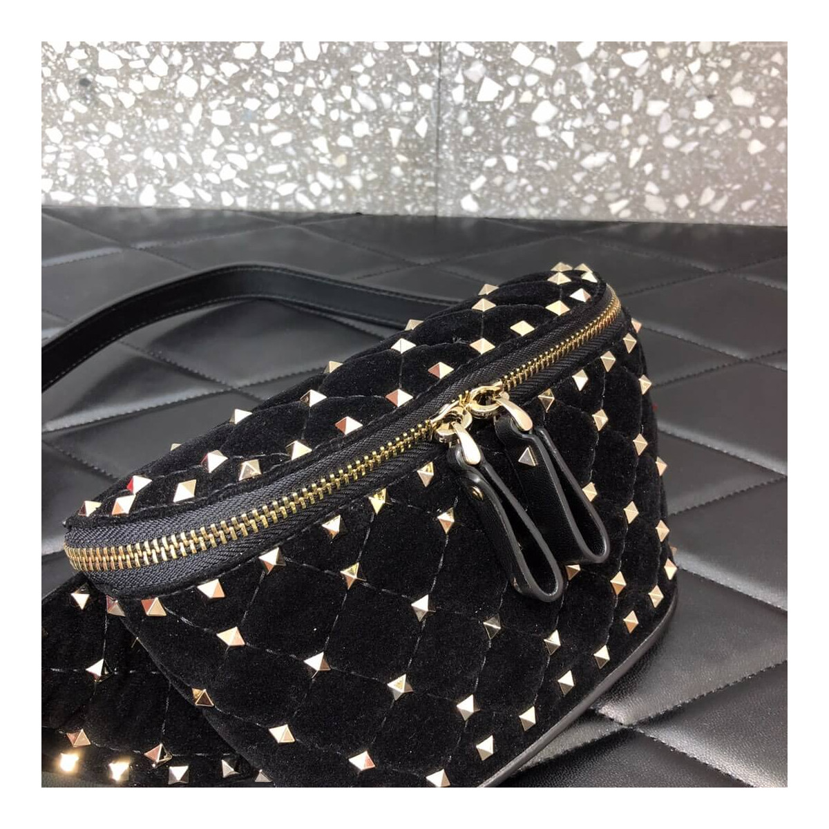 Valentino Garavani Velvet Rockstud Spike Belt Bag 0620R