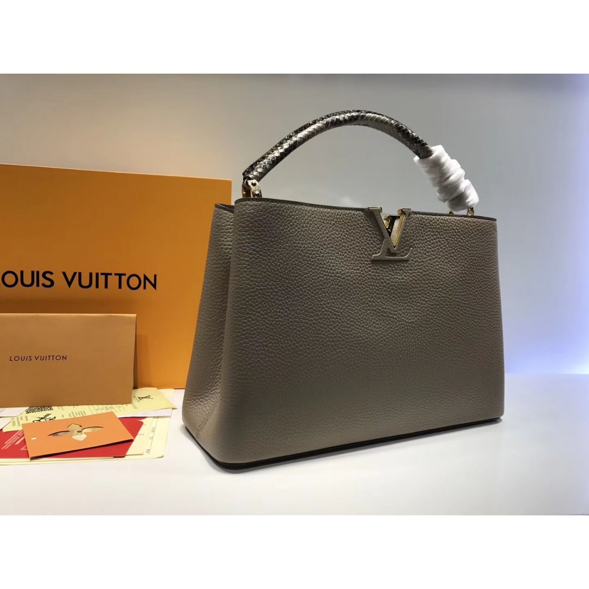 Louis Vuitton Taurillon Leather And Python Capucines MM N91711