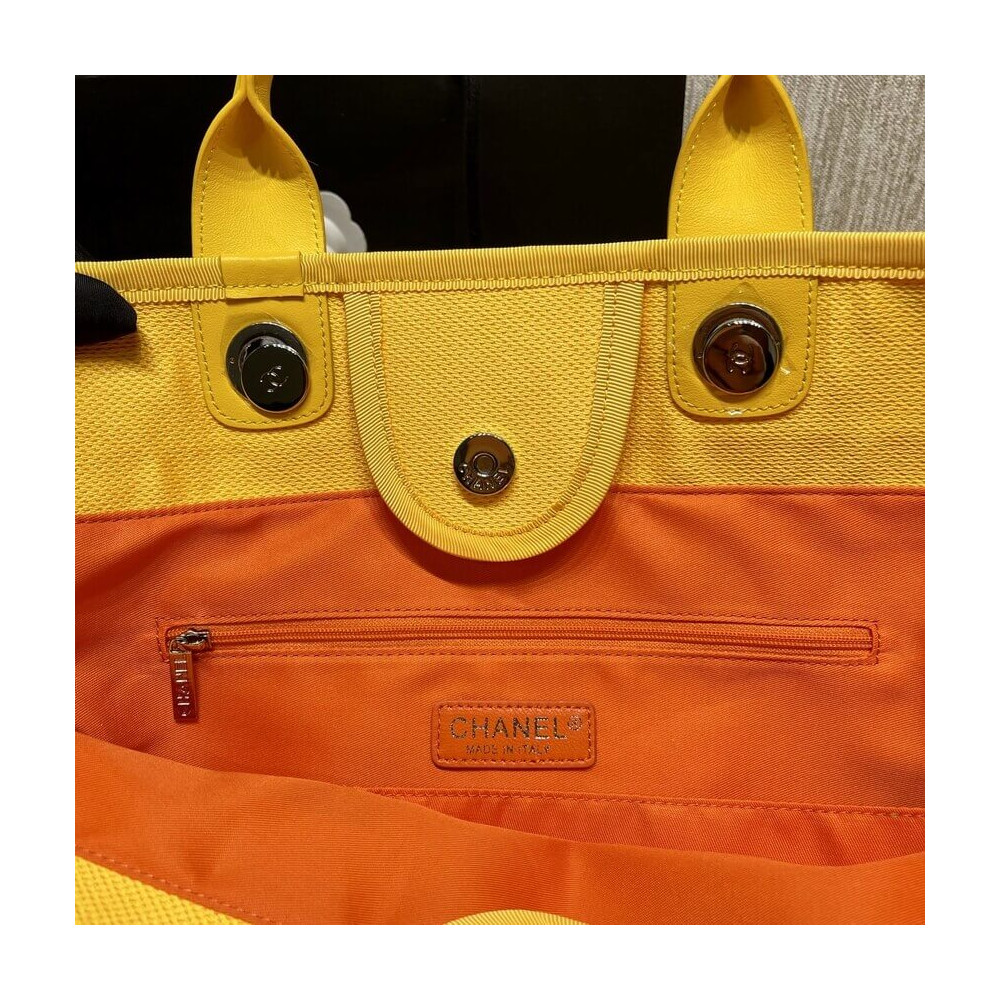 Chanel 21S Deauville Orange Yellow Large Shopping Bag A66941