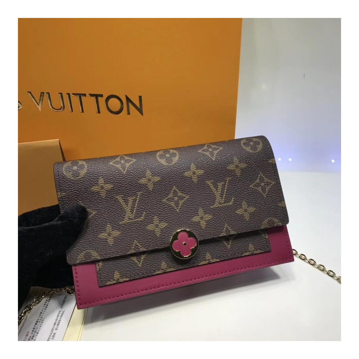 Louis Vuitton Monogram Canvas Flore Chain Wallet M67404 M67405