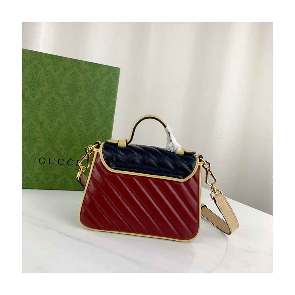 Gucci GG Marmont Mini Bag 583571 Blue and Red Leather