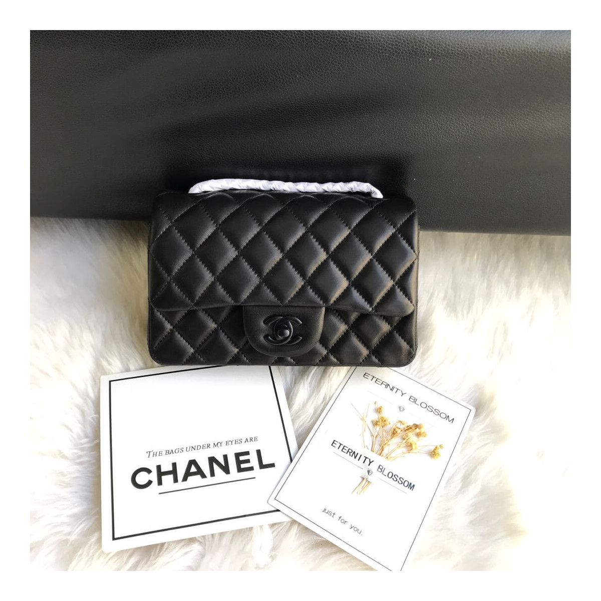 Chanel Lambskin 20cm Classic Flap Bag 1116 Black