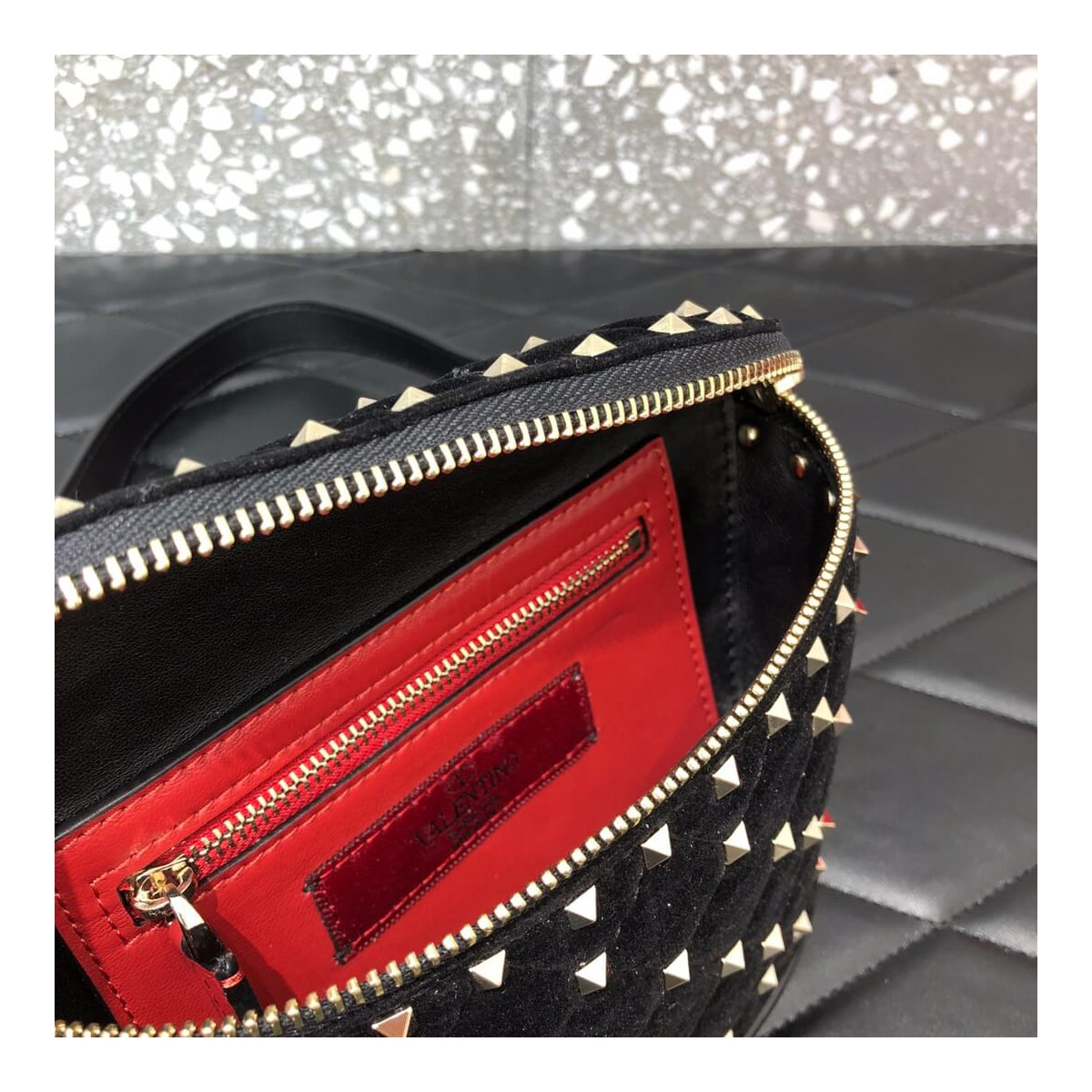 Valentino Garavani Velvet Rockstud Spike Belt Bag 0620R