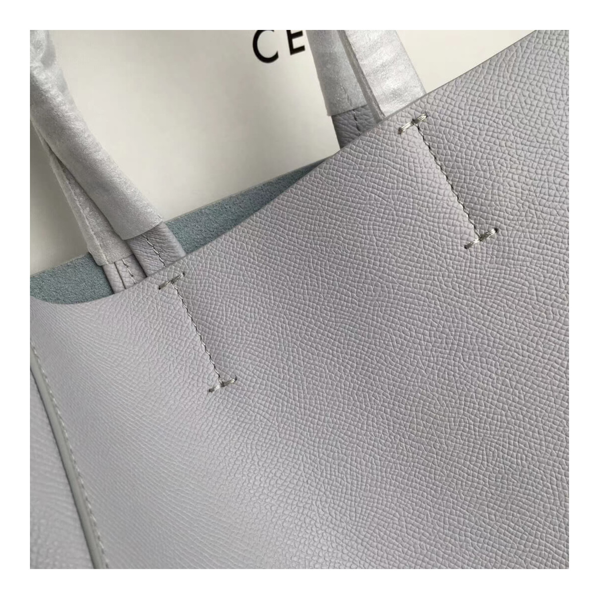 Celine Small Cabas In Grained Calfskin 189813 Light Gren/Grey