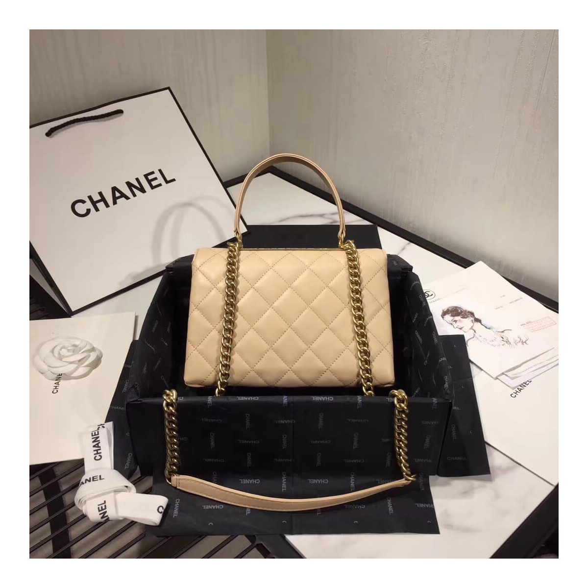 Chanel Flap Bag With Top Handle AS1174