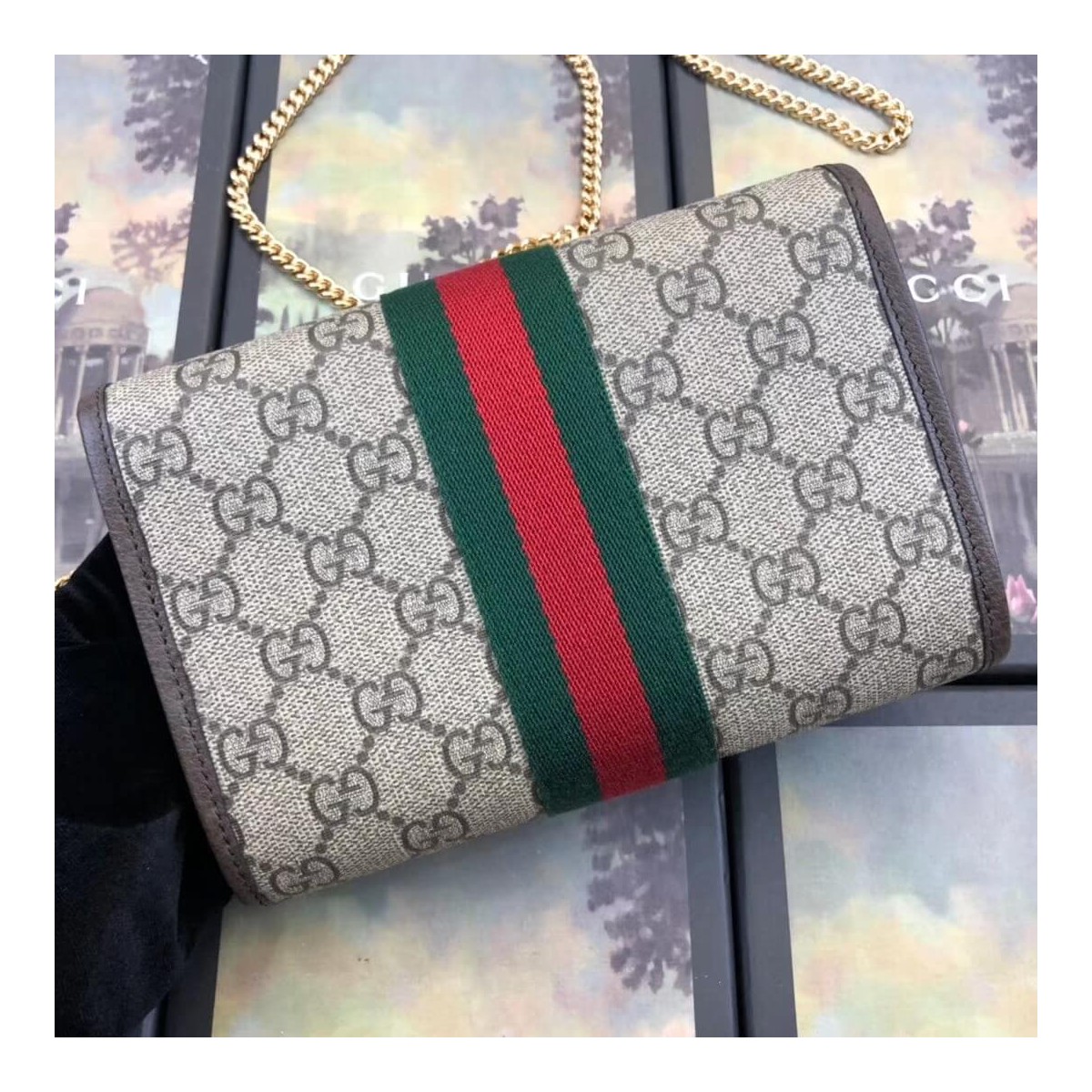 Gucci GG Supreme Rajah Mini Bag 573797 Coffee