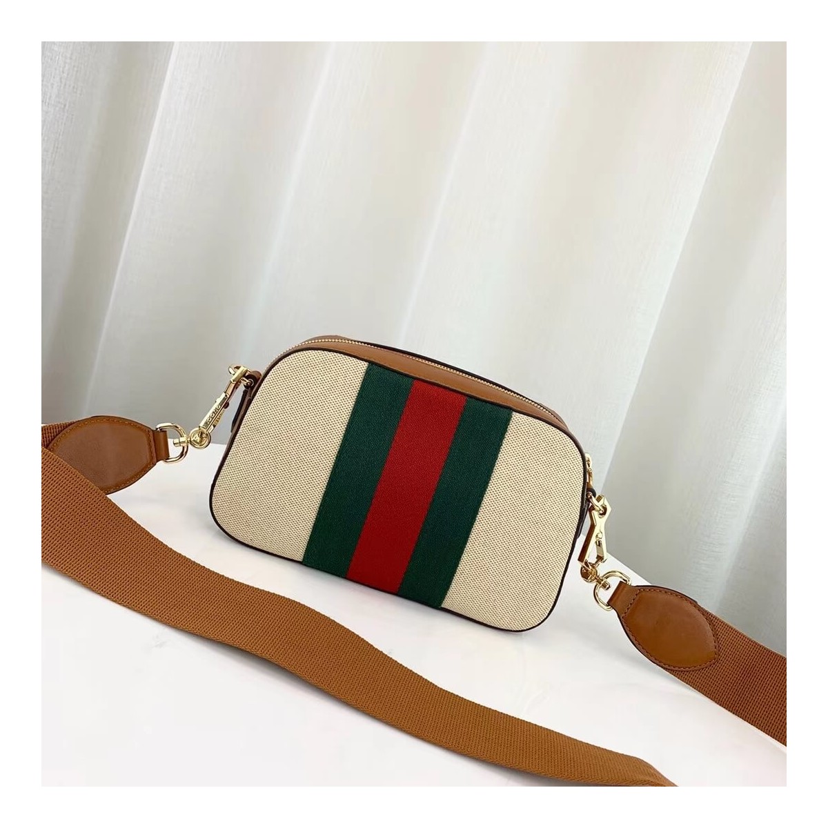 Gucci Vintage Canvas Shoulder Bag 575073 Beige