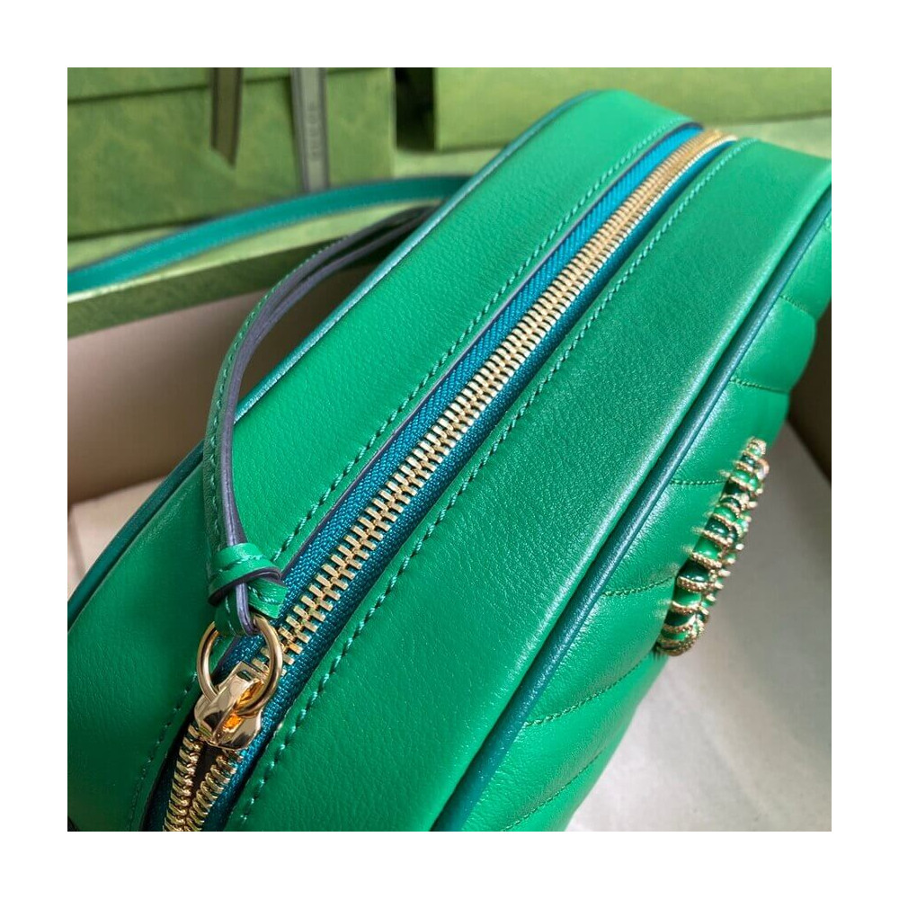 Gucci GG Marmont Small Shoulder Bag 447632 Green and Emerald Leather