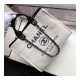 Chanel Deauville Tote 38cm Canvas Bag A66941 White / Black