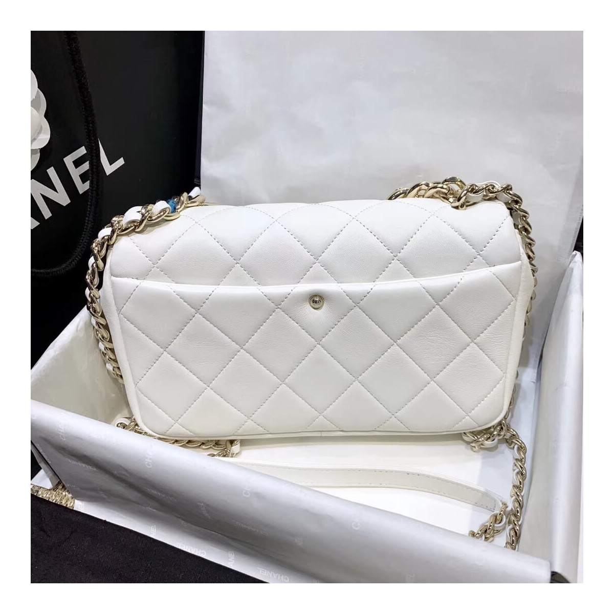 Chanel Flap Bag With Large Bi-Color Chain AS1353